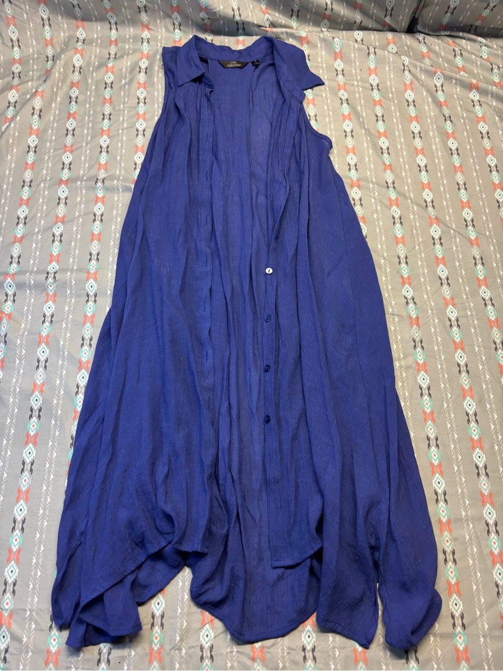 🍄Mlle Gabrielle Royal Blue Sleeveless Maxi Shirt Dress